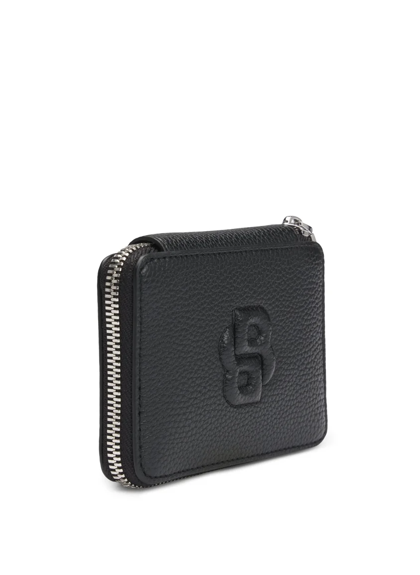 بوس Small grained ziparound wallet with Double B monogram