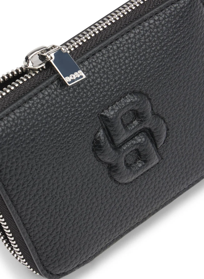 BOSS Small grained ziparound wallet with Double B monogram