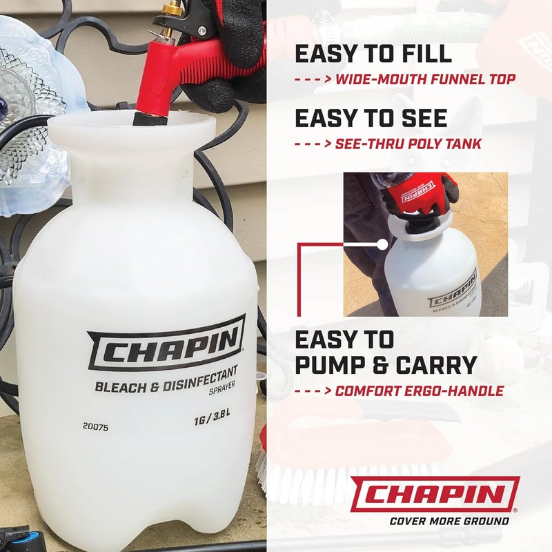 CHAPIN International 20075 Disinfectant Bleach Sprayer, 1 Gallon, Translucent White - Image 3