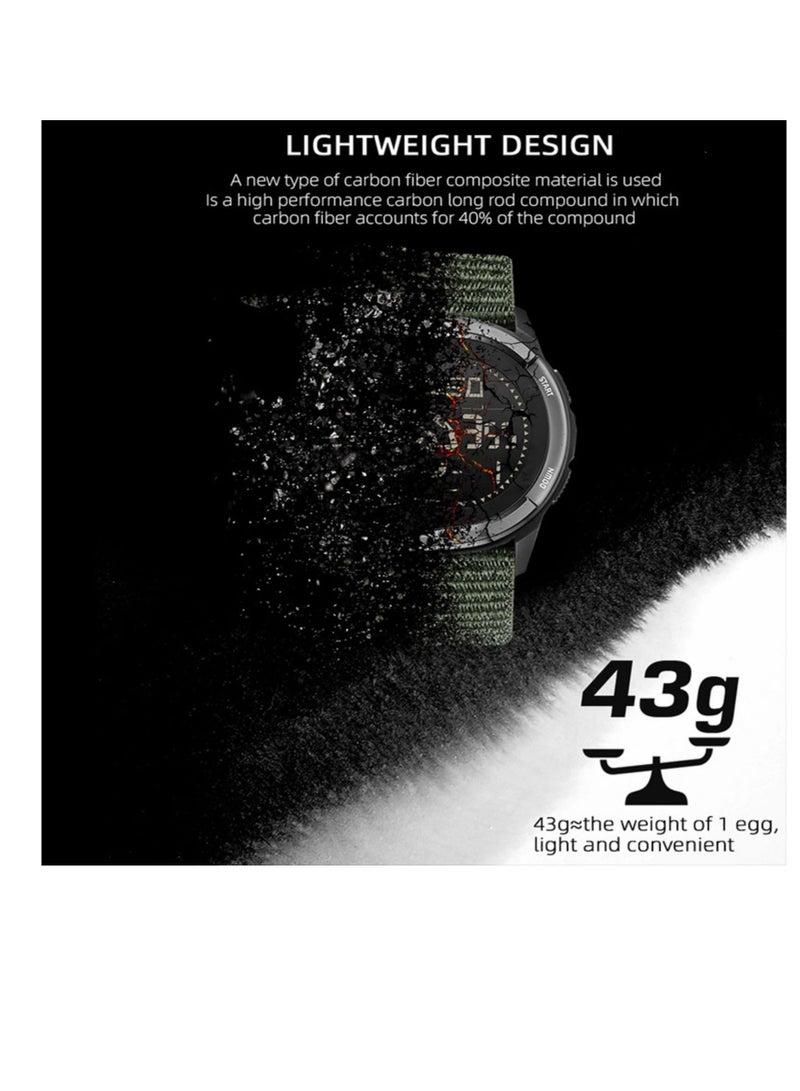 SYOSI Tactical Watches for Men, Military Sport Watches with Carbon Fiber Case, Lightweight Waterproof Watch for Women & Men, Digital Fitness Watches with Compass, Step Counter, Metronome, 5ATM, Black - Image 3