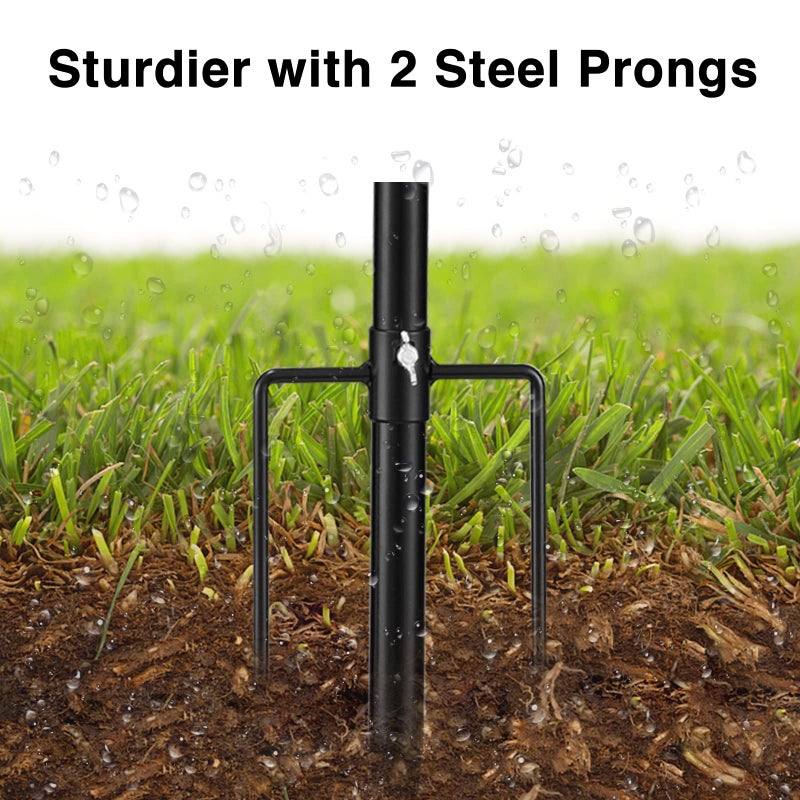 DonSail Black Flag Poles for Outside in Ground - 8FT Flag Pole for House with 2 Pronges Base - Stainless Steel Flag Pole Kit with 3x5FT American Flag for Yard Residential Commercial - Image 3