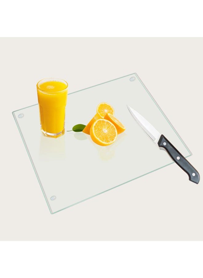 Mymonfif Tempered Glass Cutting Board for Kitchen, Clear Glass Board for Countertop, with Non-Slip Feet, Heat Resistant, Small Size 12x8" 1Pcs - Image 1