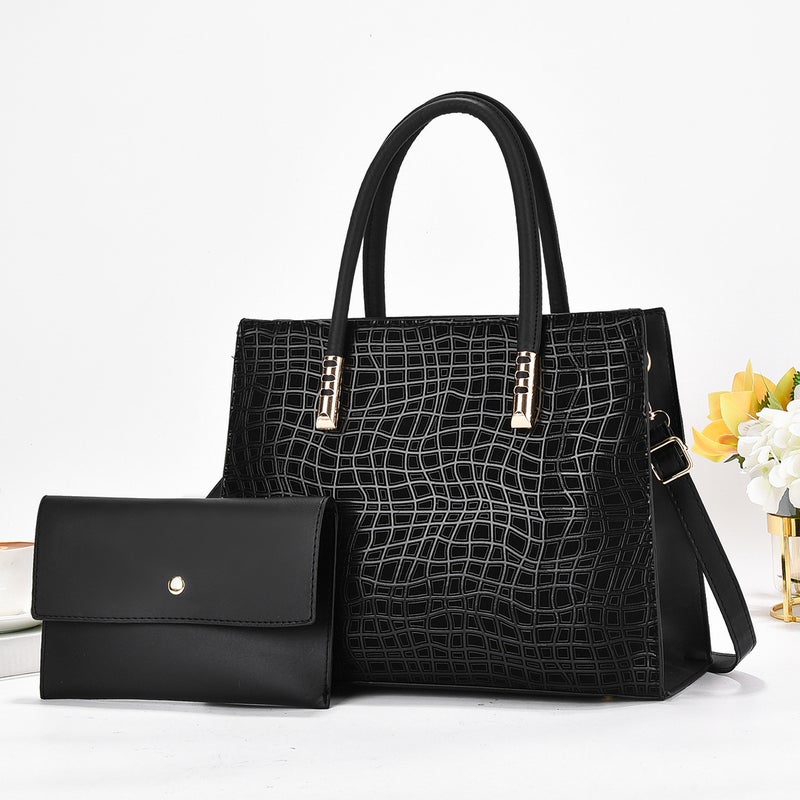 New Striped Color-Blocking Personality High-End Simple Versatile Mother-Daughter Bag Single Shoulder Handbag Textured Large Capacity Bag - Image 2