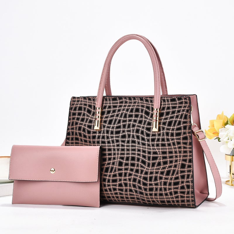 New Striped Color-Blocking Personality High-End Simple Versatile Mother-Daughter Bag Single Shoulder Handbag Textured Large Capacity Bag - Image 4