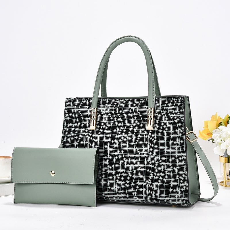 New Striped Color-Blocking Personality High-End Simple Versatile Mother-Daughter Bag Single Shoulder Handbag Textured Large Capacity Bag - Image 5