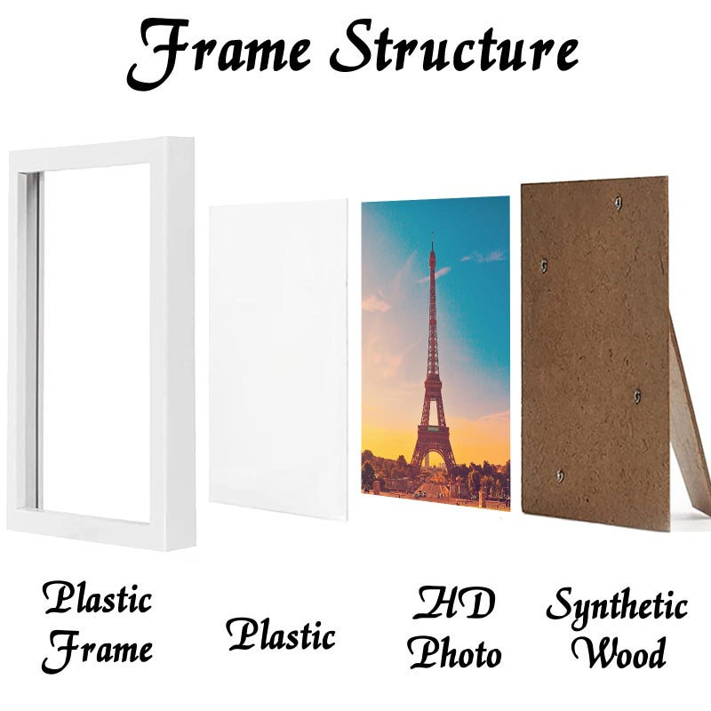 icariery 10x10 Picture Frame Set of 5  White Square Photo Frames High Transparent Wall Gallery Desktop Horizontal Vertical for Canvas Collage Photo Poster Certificate 10 x 10 inches - Image 2