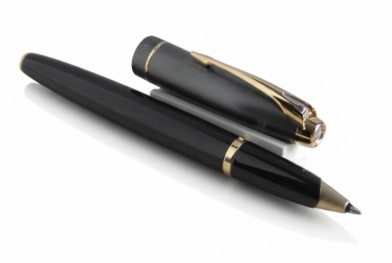 Parker 100 Cobalt Black Rollerball Pen, 23K Gold Trim Luxury Classic Vintage Collectible - Image 2