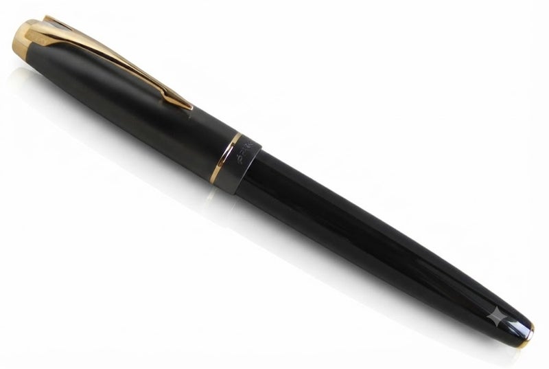Parker 100 Cobalt Black Rollerball Pen, 23K Gold Trim Luxury Classic Vintage Collectible - Image 1