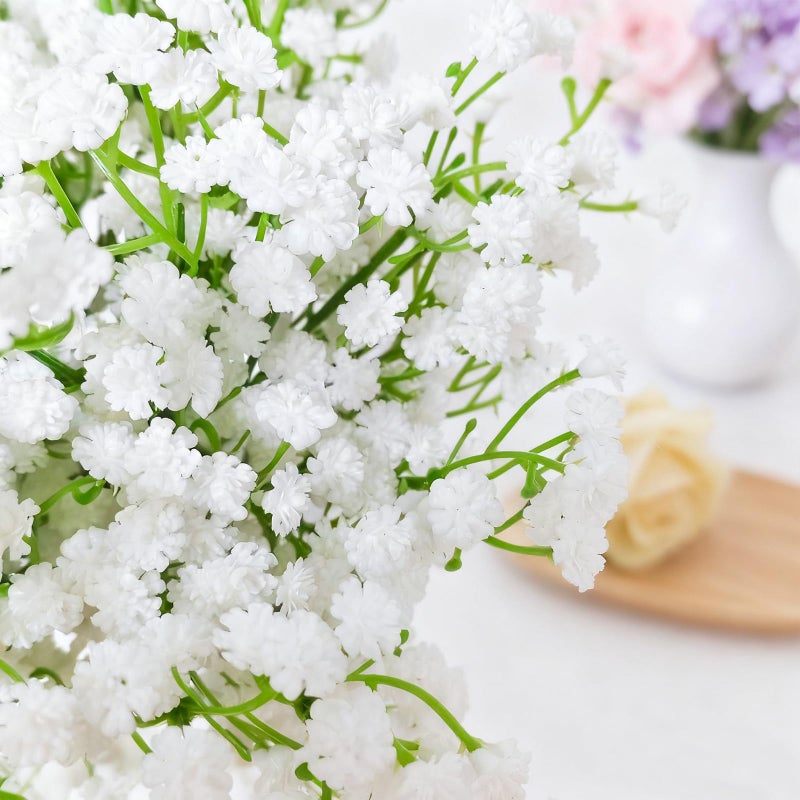 Cherica 100Pcs Babys Breath Artificial Flowers-Gypsophila Babys Breath Flowers Artificial Bulk-White Real Touch Fake Flowers for Wedding Home Garden Decor - Image 2