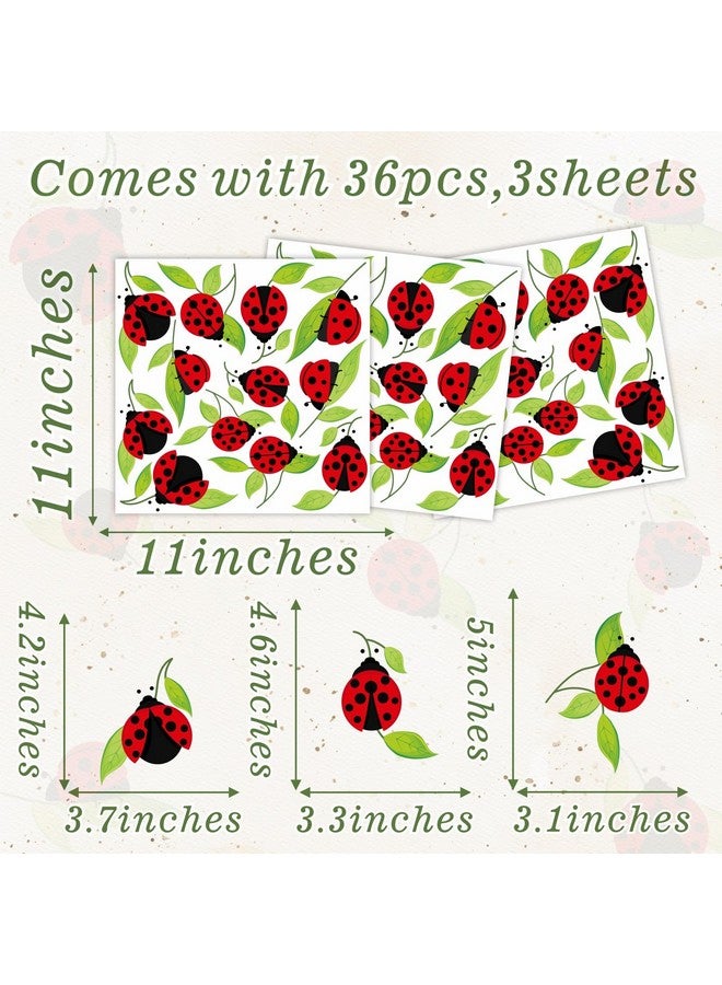 Kazova Cute Insect Wall Decals Small Ladybug Wall Stickers Ladybug Window Clings Funny Bug Window Decals Cartoon Animal Wall Stickers Peel and Stick Insect Stickers for Kids Room Playroom Nursery Decor - Image 4
