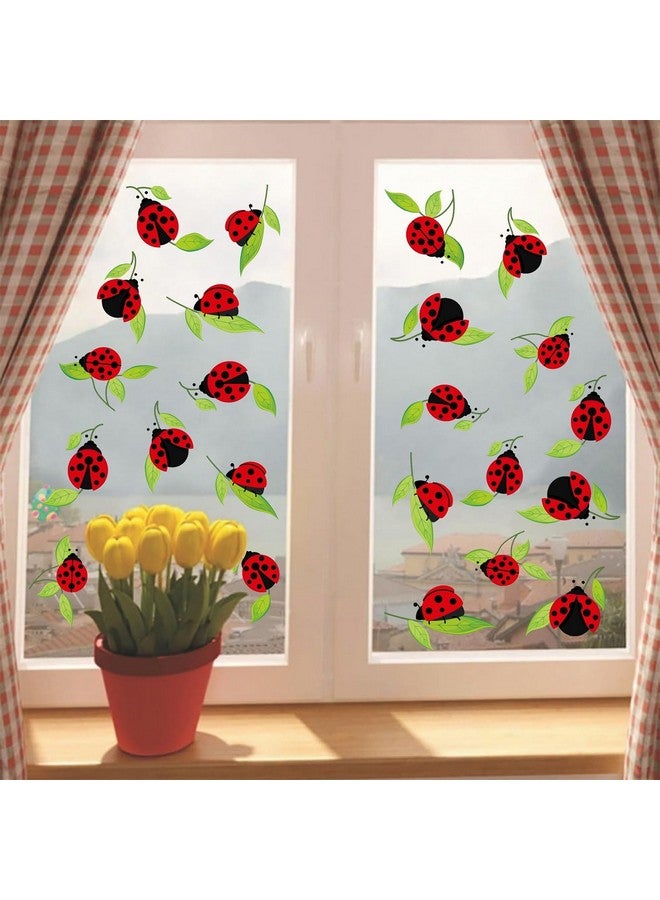 Kazova Cute Insect Wall Decals Small Ladybug Wall Stickers Ladybug Window Clings Funny Bug Window Decals Cartoon Animal Wall Stickers Peel and Stick Insect Stickers for Kids Room Playroom Nursery Decor - Image 1