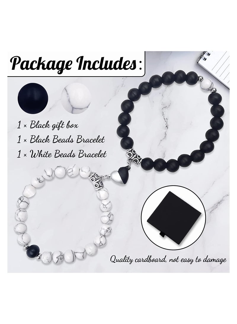 SYOSI - Magnetic Couple Bracelets 2PCS Matching Mutual Attraction Bracelets Forever Relationship Long Distance Bracelets Stone Beaded Jewellery Gift for bo yfri end gi rlfri en d Lover - Image 1