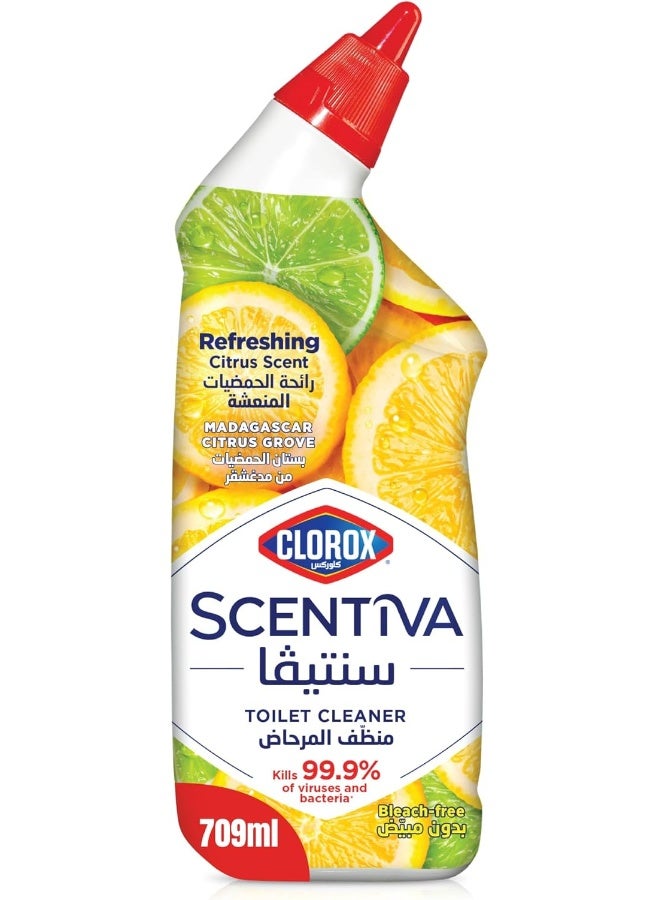 Clorox Scentiva Toilet Cleaner, Madagascar Citrus Grove, Bleach Free Toilet Bowl Cleaner, 709ml - Image 1