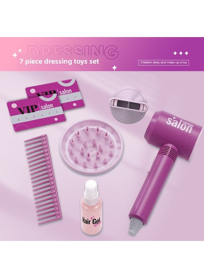 2023 Toy Simulation Children Hair Dryer Blowing Hair Cut Hair Girl Combing Hair Fun Toys-Specifications:7-piece Hair Dryer - Image 1
