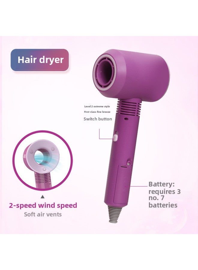 2023 Toy Simulation Children Hair Dryer Blowing Hair Cut Hair Girl Combing Hair Fun Toys-Specifications:7-piece Hair Dryer - Image 3