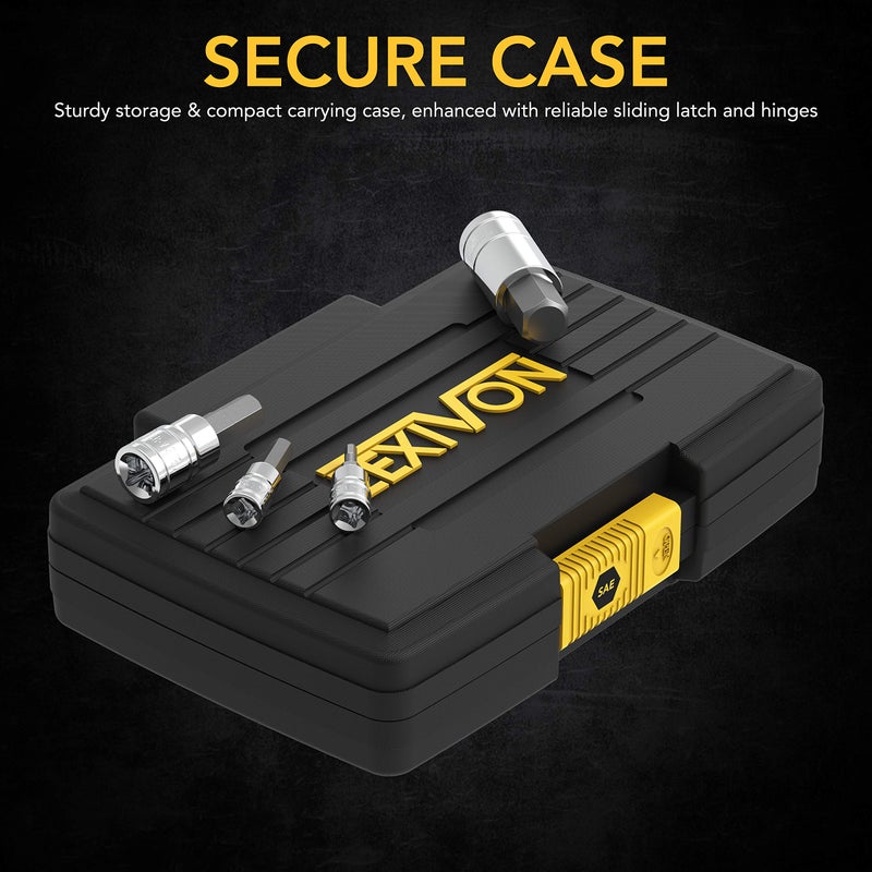 LEXIVON HEX Bit Socket Set, Premium S2 Alloy Steel | 13-Piece SAE 5/64" - 9/16" Set | Enhanced Storage Case (LX-142) - Image 3