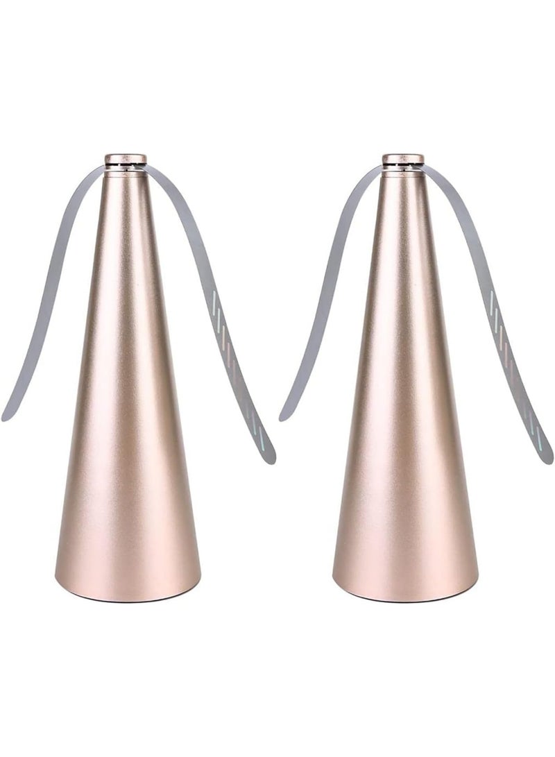 Scrolls Fly Repellent Fan for Tables-USB or AA Battery Powered-Fly Swatter for Indoor/Outdoor Dining Or Food at Parties,Restaurants,Fly Spinner,Keep Flies Away with Holographic Blades Gold Pack of 2 - Image 3