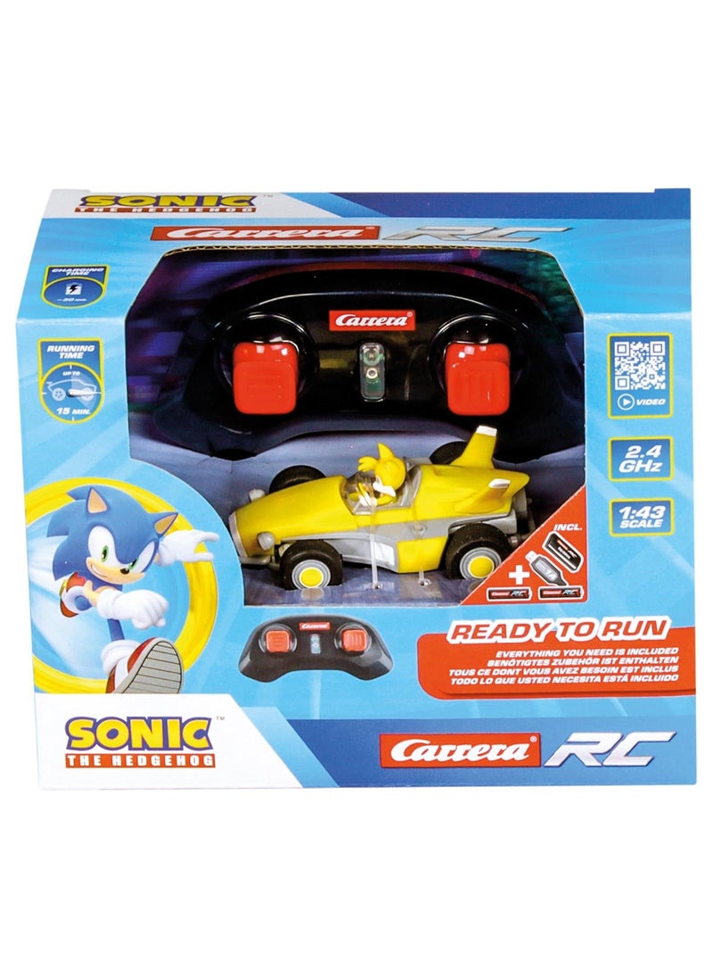 Carrera - RC Team Sonic Racing Mini RC Car | For Kids and Fans | Officially Licensed Sonic the Hedgehog Design | 1:43 Scale | Remote Controlled Vehicle - Image 1