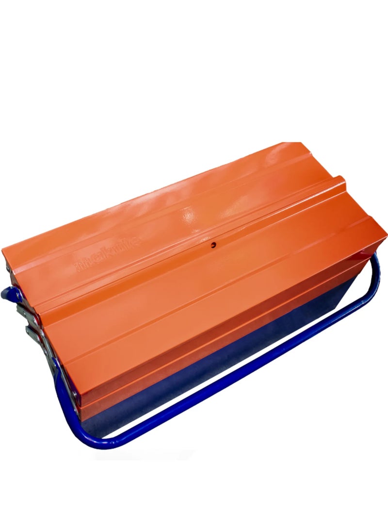 makute Makute Heavy-Duty 0.5mm Thick Steel Tool Box without Tools- 3 Layers, 5 Compartment Storage Organizer with Stamped Logo, 45x20x20 cm, Portable Metal Tool Case for Hand Tools  - Image 1
