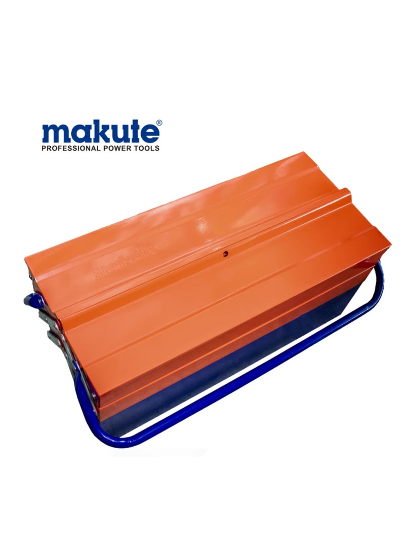 makute Makute Heavy-Duty 0.5mm Thick Steel Tool Box without Tools- 3 Layers, 5 Compartment Storage Organizer with Stamped Logo, 45x20x20 cm, Portable Metal Tool Case for Hand Tools  - Image 2