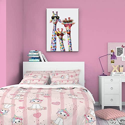 AKOTAC Giraffe Family Canvas Wall Art Animal Poster Prints Picture With Frame for Living Room Bedroom Nursery Office Kids Room Decor Gifts for Boy Girl and Babies(Lovely Giraffe, 16inchx12inch) - Image 5