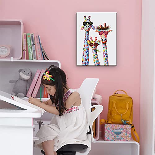 AKOTAC Giraffe Family Canvas Wall Art Animal Poster Prints Picture With Frame for Living Room Bedroom Nursery Office Kids Room Decor Gifts for Boy Girl and Babies(Lovely Giraffe, 16inchx12inch) - Image 4