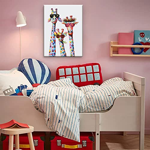 AKOTAC Giraffe Family Canvas Wall Art Animal Poster Prints Picture With Frame for Living Room Bedroom Nursery Office Kids Room Decor Gifts for Boy Girl and Babies(Lovely Giraffe, 16inchx12inch) - Image 3