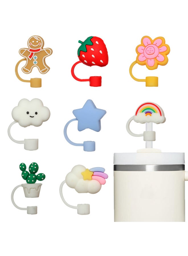 10mm Straw Plug Cover Cross-border Silicone Dust Cap Dust Plug Accessories Suitable For Stanley Water Cup Straw Cap Decoration-Color:10mm Beige Lotus-pure Silicone  - Image 2