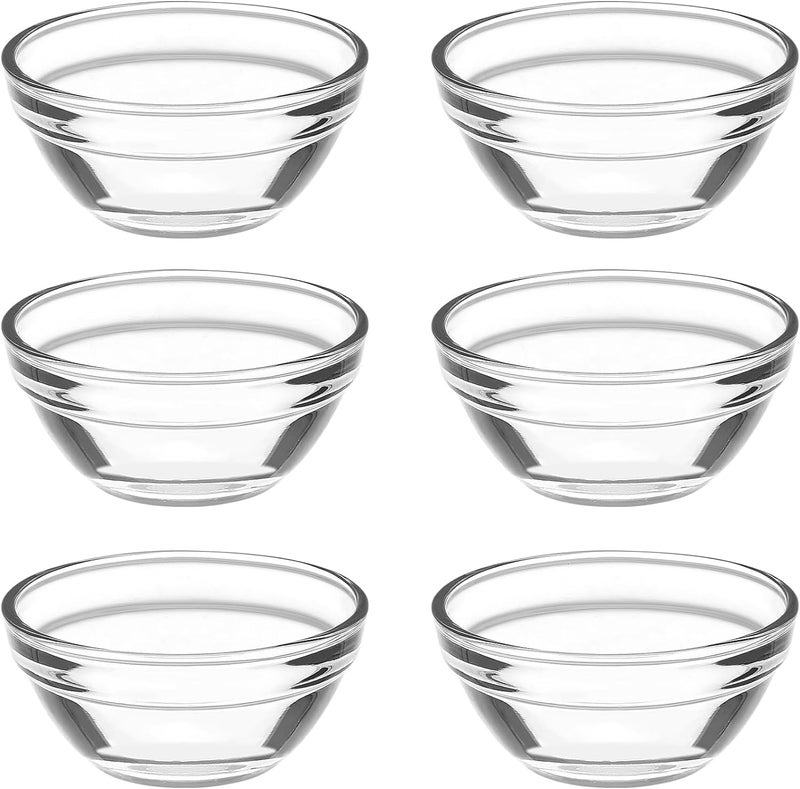 DOITOOL Set of 6 Glass Bowls 2 3 x 1 1 inch Mini Prep Bowls Stackable Glass Serving Bowls for Dessert Kitchen Prep Dips Salad Candy Dishes - Image 1