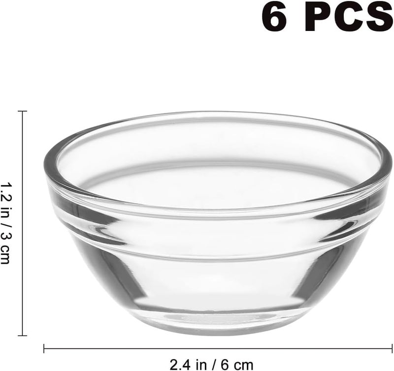 DOITOOL Set of 6 Glass Bowls 2 3 x 1 1 inch Mini Prep Bowls Stackable Glass Serving Bowls for Dessert Kitchen Prep Dips Salad Candy Dishes - Image 3