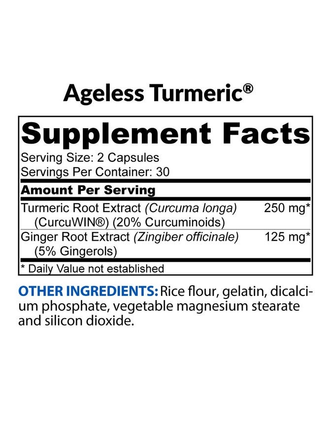 BioTrust Ageless Turmeric Curcuwin Turmeric Extract 46X More Bioavailable High Absorption Long Lasting Curcumin With Ginger Extract Healthy Inflammation And Antioxidant Support (60 Capsules) - Image 3