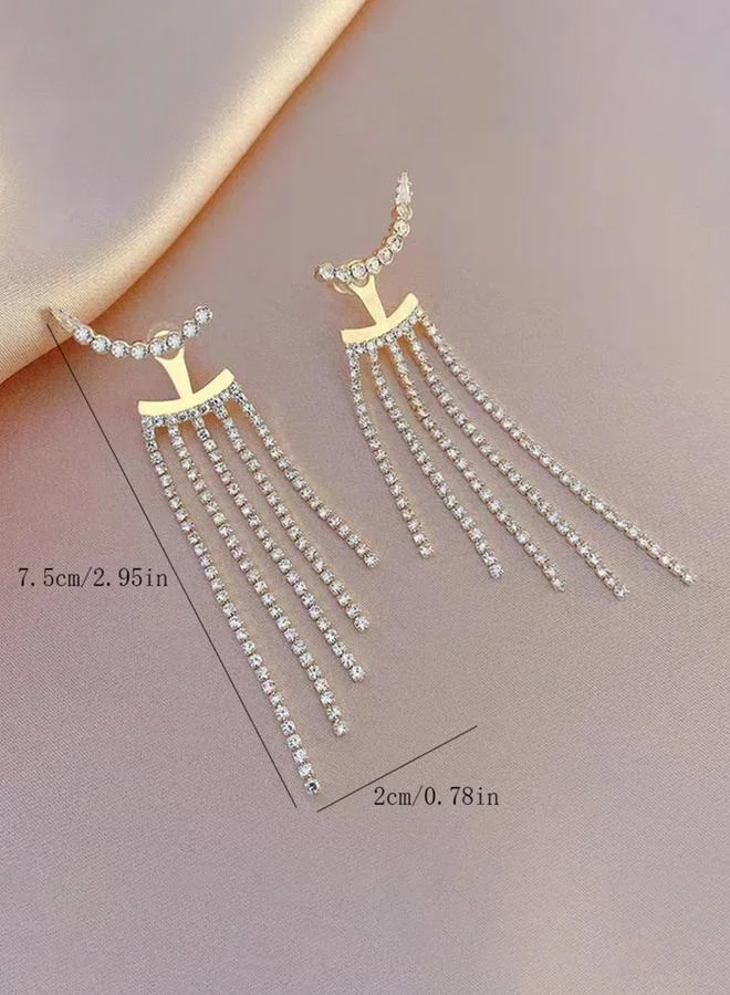 Take Two  Rhinestone Inlaid Tassel Earrings for Women | Best Price UAE