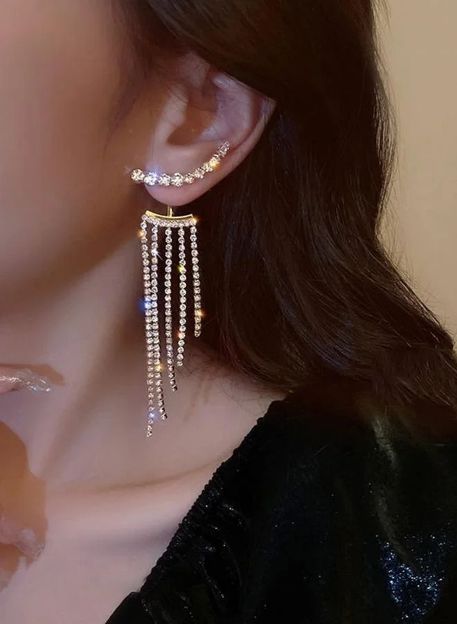 Take Two Rhinestone Inlaid Tassel Earrings