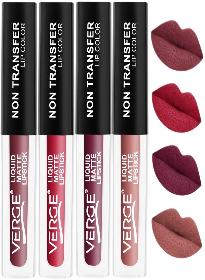 VERGE Lip Shots Non Transfer Waterproof Liquid Lip Color With Long Stay & Matte Finish (Pack Of 4) Dusky - Image 1