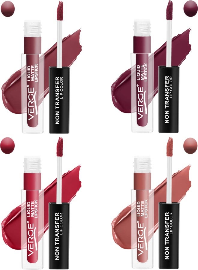 VERGE Lip Shots Non Transfer Waterproof Liquid Lip Color With Long Stay & Matte Finish (Pack Of 4) Dusky - Image 3