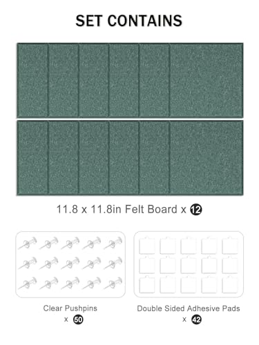 Hsurbtra Large Cork Board for Wall 47 x 36 Inch, 12 Pack Felt Bulletin Notice Board with Pushpins for Office Home School Farmhouse Wall Decor, Green - Image 5
