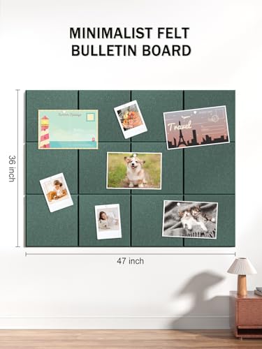 Hsurbtra Large Cork Board for Wall 47 x 36 Inch, 12 Pack Felt Bulletin Notice Board with Pushpins for Office Home School Farmhouse Wall Decor, Green - Image 2