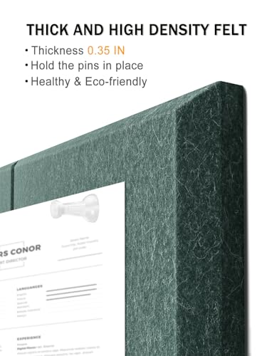 Hsurbtra Large Cork Board for Wall 47 x 36 Inch, 12 Pack Felt Bulletin Notice Board with Pushpins for Office Home School Farmhouse Wall Decor, Green - Image 3