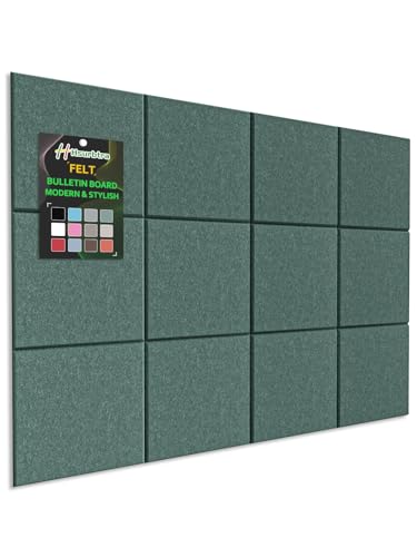 Hsurbtra Large Cork Board for Wall 47 x 36 Inch, 12 Pack Felt Bulletin Notice Board with Pushpins for Office Home School Farmhouse Wall Decor, Green - Image 1