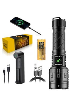 0TO1 TECH Rechargeable Flashlight, LED Flashlight 90000 High Lumen, Super Bright Tactical Flashlight, Rechargeable Mobile Phone, XHP160 Zoom Waterproof Flashlight 5 Modes Best for Hiking Hunting Camping  - Image 1