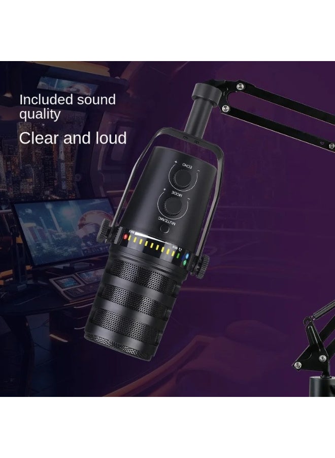 مجموعة ميكروفون بودكاست ديناميكي احترافي ZFSZ ثنائي الوضع XLR/USB مع ذراع تعليق مقصي قابل للتعديل - Image 4