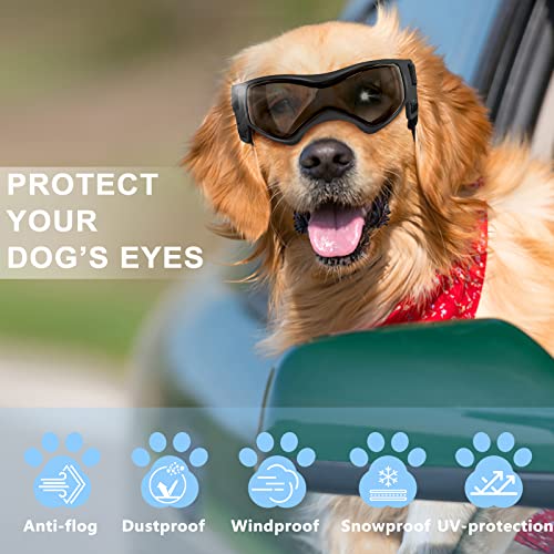 QUMY Dog Goggles UV Protection for Small to Medium Breed, Dog Sunglasses Windproof Anti-Fog Dustproof Snowproof, Puppy Glasses for Outdoor Riding Driving with Comfortable Frame Adjustable Straps - Image 4