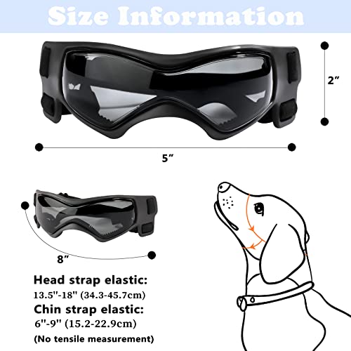 QUMY Dog Goggles UV Protection for Small to Medium Breed, Dog Sunglasses Windproof Anti-Fog Dustproof Snowproof, Puppy Glasses for Outdoor Riding Driving with Comfortable Frame Adjustable Straps - Image 3