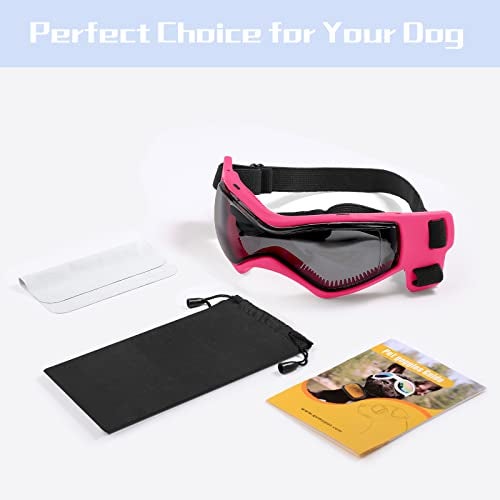 QUMY Dog Goggles UV Protection for Small to Medium Breed, Dog Sunglasses Windproof Anti-Fog Dustproof Snowproof, Puppy Glasses for Outdoor Riding Driving with Comfortable Frame Adjustable Straps - Image 5