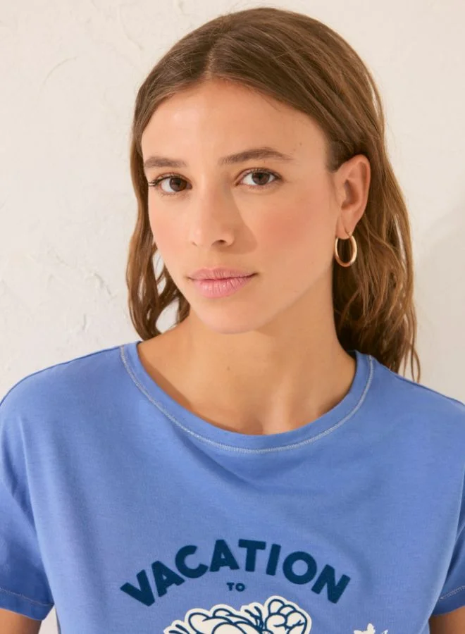 women'secret Navy Blue Capri Pyjamas