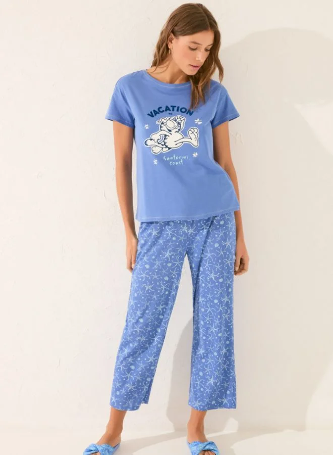 women'secret Navy Blue Capri Pyjamas