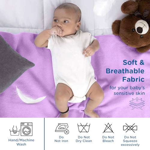 Mee Mee Instadry Anti-Piling Fleece Extra Absorbent, Cotton Bed Protector Mattress, Reusable Waterproof Quick Dry baby Cot sheet for Toddler Infant, 0 to 9 Month, 50x70cm (Purple) - Image 2