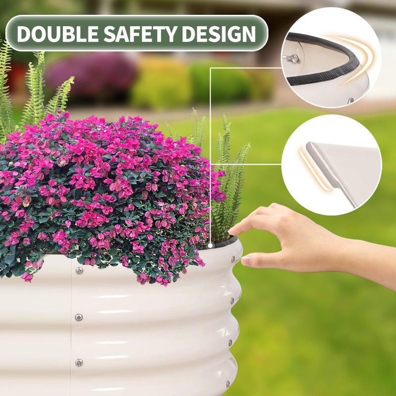 1MORE Galvanized Raised Garden Bed- Planter Garden Boxes Outdoor, Raised Beds for Gardening, 4x2x1ft Metal Garden Bed Kit for Vegetables Flower, Planter Raised Beds with Protective Tape & Tools.White - Image 2