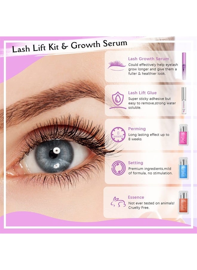 Lash Perm Kit with Growth Serum,Lash Lift Sachet Kit and 2ml Eyelash Enhancer & Natural Non-Irritating Nutrient Solution