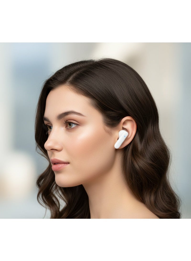 PRO White Wireless Earbuds Noise Isolation with LED Digital Display Charging Case Bluetooth Battery Display - White - Image 3